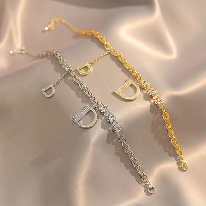 Zircon D-Letter Bracelet & Necklace